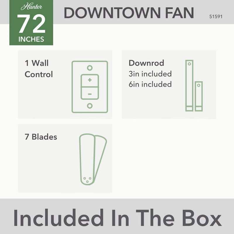 Hunter 72 Downtown Windmill Outdoor Ceiling Fan & Wall Control - Damp Rated - Industrial, Modern - ENERGY STAR!