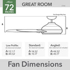 Hunter 72 Downtown Windmill Outdoor Ceiling Fan & Wall Control - Damp Rated - Industrial, Modern - ENERGY STAR!