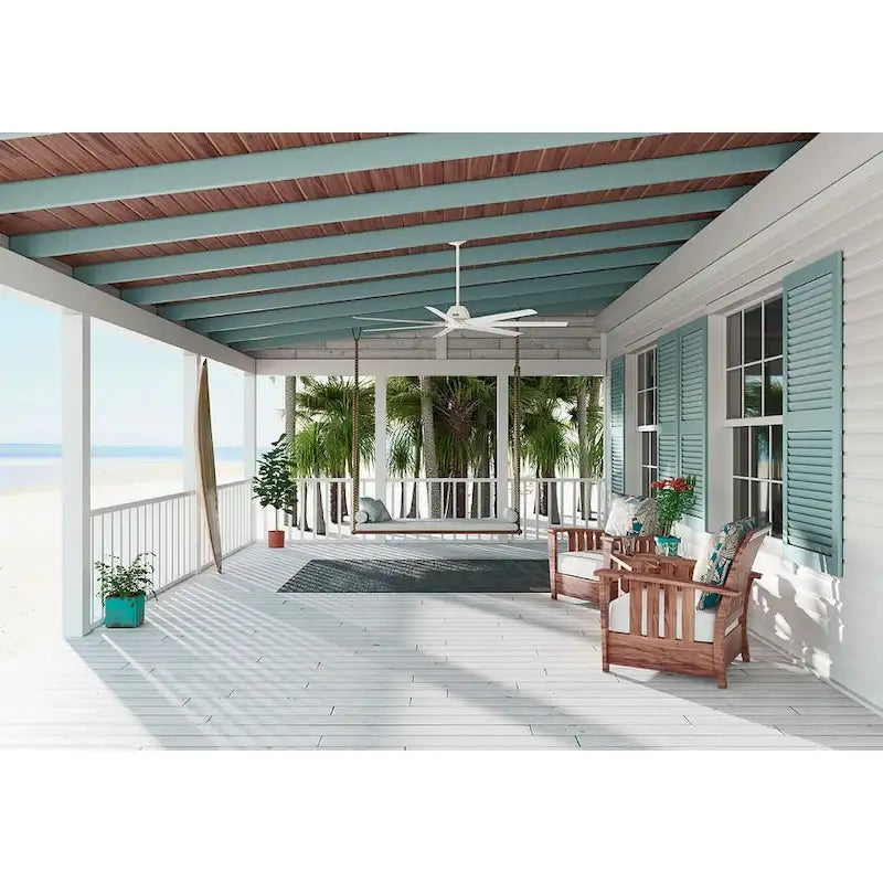 Hunter 72 Downtown Windmill Outdoor Ceiling Fan & Wall Control - Damp Rated - Industrial, Modern - ENERGY STAR!