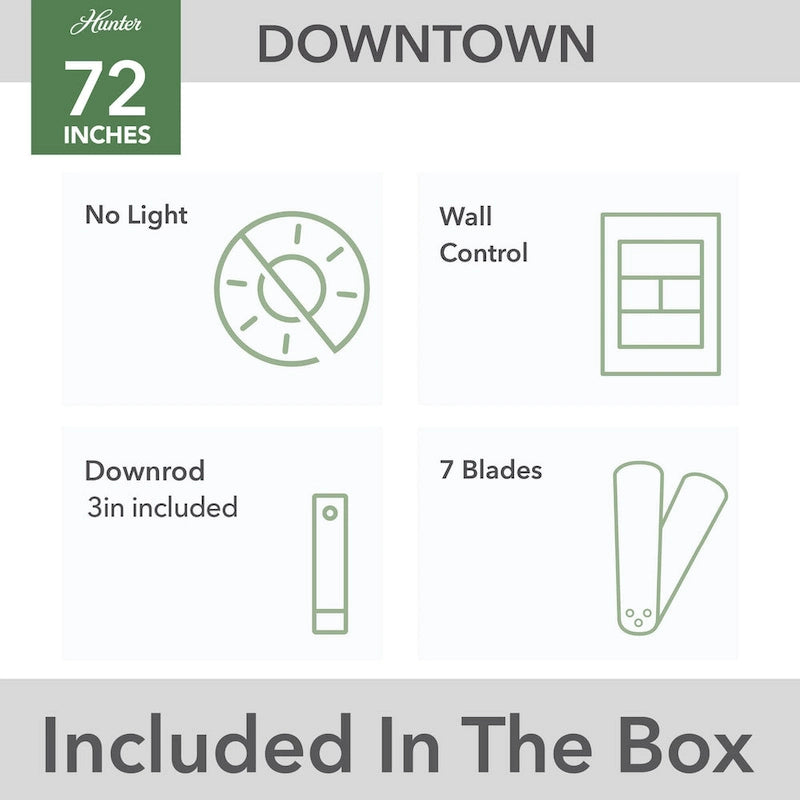 Hunter 72 Downtown Windmill Outdoor Ceiling Fan & Wall Control - Damp Rated - Industrial, Modern - ENERGY STAR!