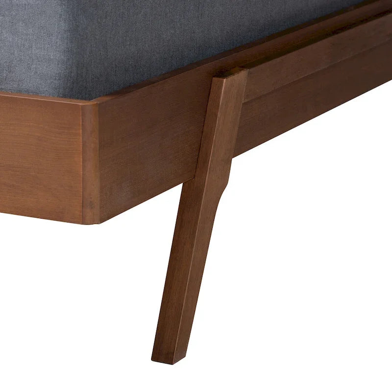 Sarita Mid-Century Modern Ash Walnut Finished Wood Bed Frame
