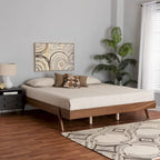 Sarita Mid-Century Modern Ash Walnut Finished Wood Bed Frame