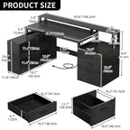Moasis L Shaped Gaming Desk LED 65 Inch Computer Corner Desk with Monitor Stand and Storage Cabinet
