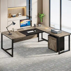 Scrivania direzionale da 70,8 pollici con schedario, grande scrivania direzionale per computer a L
