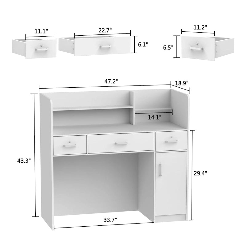 3-Drawer Reception Desk Reception Table Computer Writing Desk Working