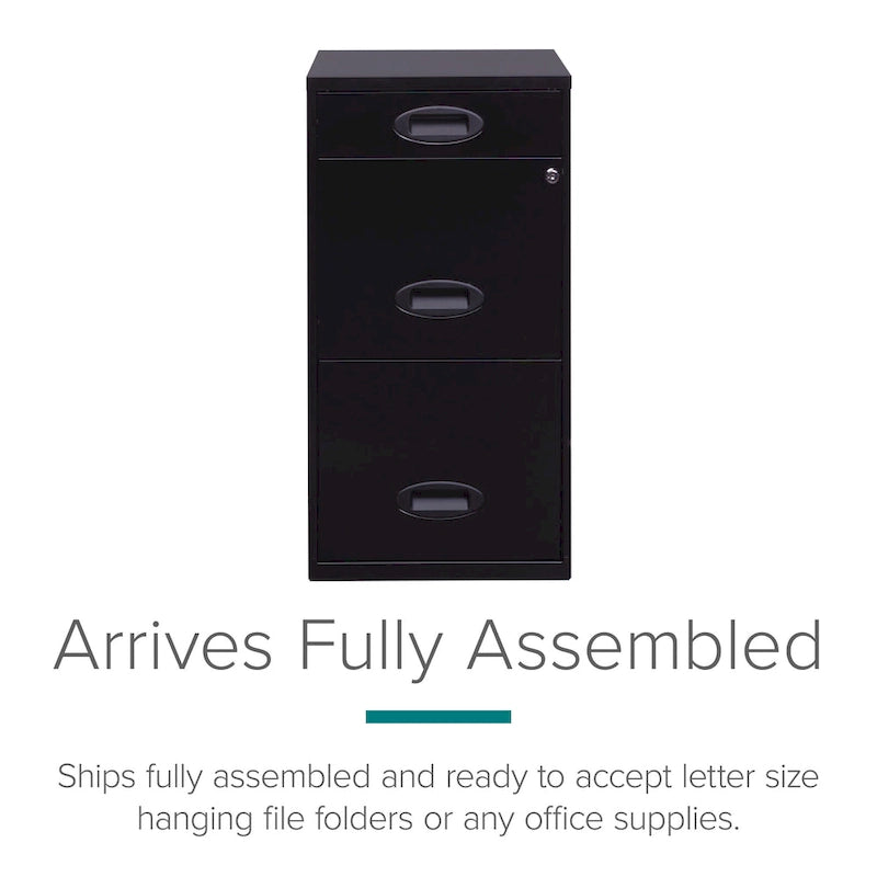 Space Solutions Classificatore Organizer in Metallo a 3 Cassetti Profondo 45,7 cm con Cassetto Portamatite, Nero