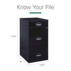 Space Solutions Classificatore Organizer in Metallo a 3 Cassetti Profondo 45,7 cm con Cassetto Portamatite, Nero