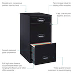Space Solutions Classificatore Organizer in Metallo a 3 Cassetti Profondo 45,7 cm con Cassetto Portamatite, Nero