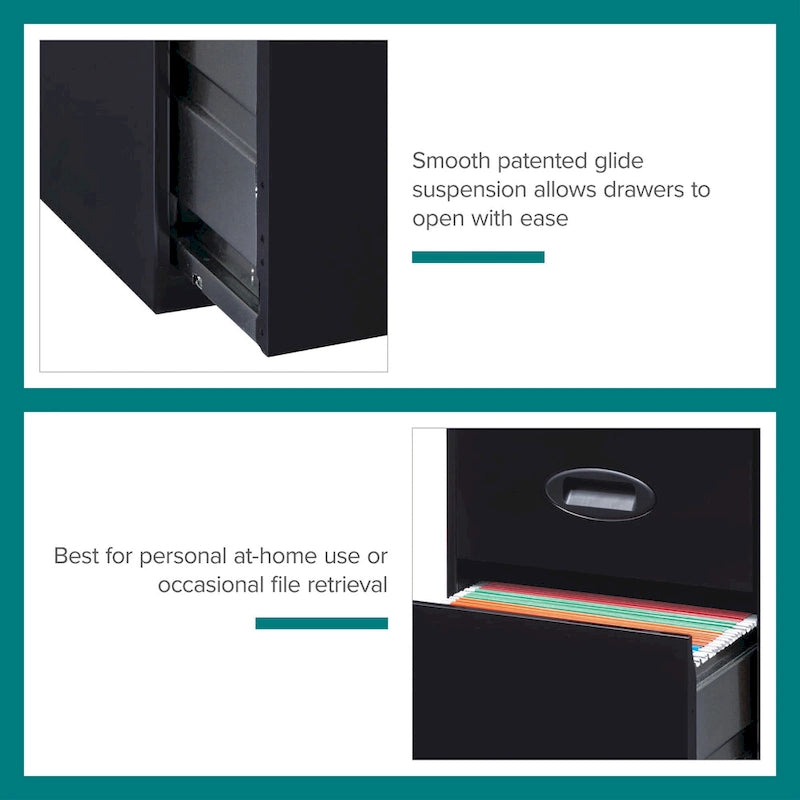 Space Solutions Classificatore Organizer in Metallo a 3 Cassetti Profondo 45,7 cm con Cassetto Portamatite, Nero