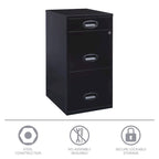 Space Solutions Classificatore Organizer in Metallo a 3 Cassetti Profondo 45,7 cm con Cassetto Portamatite, Nero