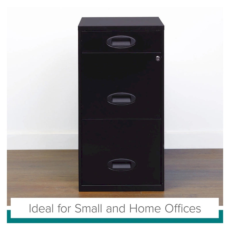 Space Solutions Classificatore Organizer in Metallo a 3 Cassetti Profondo 45,7 cm con Cassetto Portamatite, Nero