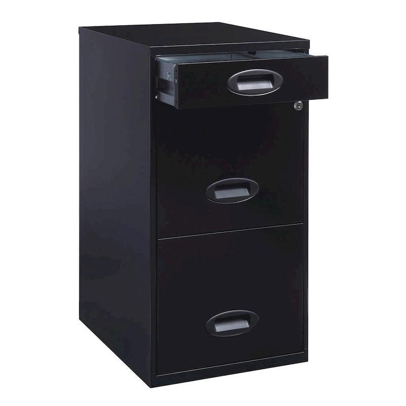 Space Solutions Classificatore Organizer in Metallo a 3 Cassetti Profondo 45,7 cm con Cassetto Portamatite, Nero