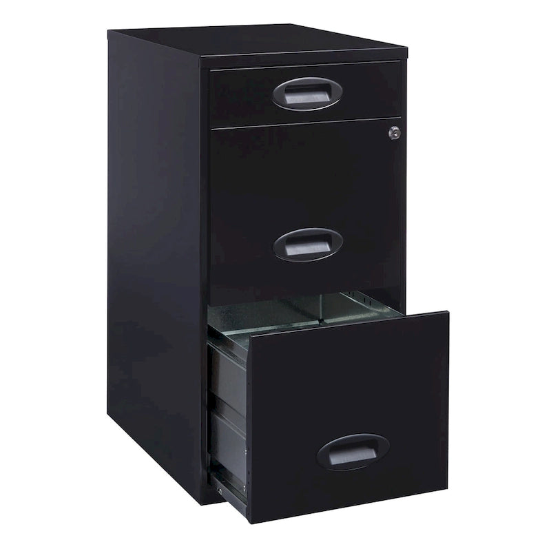 Space Solutions Classificatore Organizer in Metallo a 3 Cassetti Profondo 45,7 cm con Cassetto Portamatite, Nero