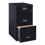 Space Solutions Classificatore Organizer in Metallo a 3 Cassetti Profondo 45,7 cm con Cassetto Portamatite, Nero
