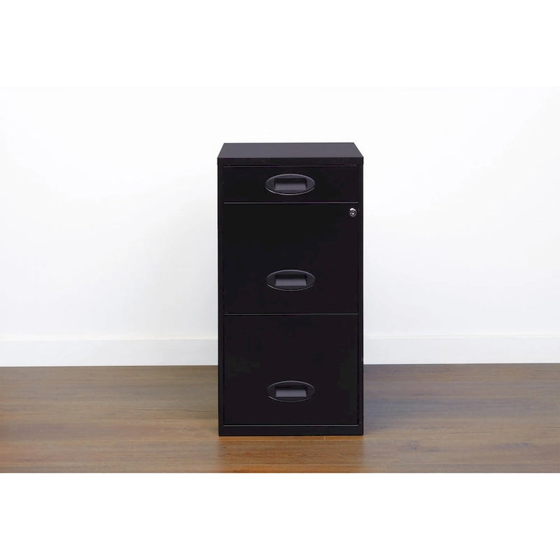Space Solutions Classificatore Organizer in Metallo a 3 Cassetti Profondo 45,7 cm con Cassetto Portamatite, Nero