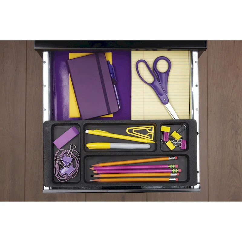 Space Solutions Classificatore Organizer in Metallo a 3 Cassetti Profondo 45,7 cm con Cassetto Portamatite, Nero