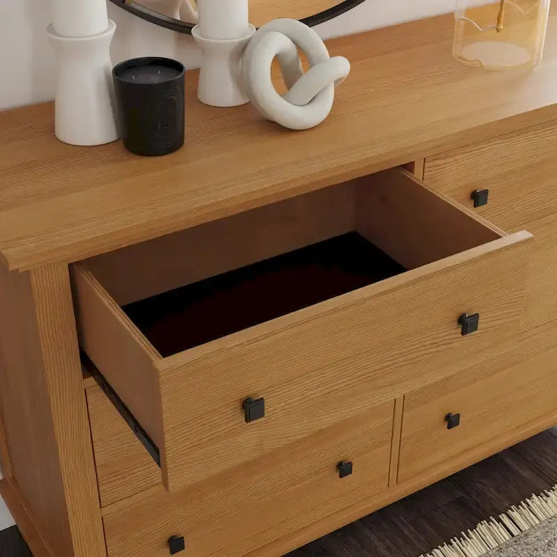 Oak Park Brown Wood King Bed, Two Nightstands and Dresser