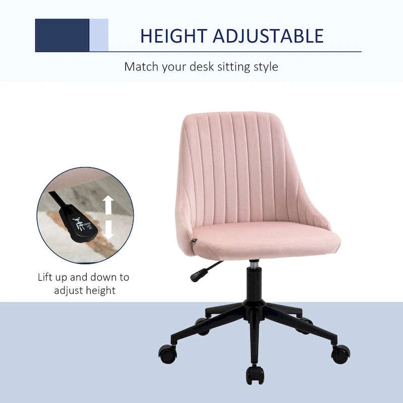 Vinsetto Mid-Back Office Chair, Velvet Fabric Swivel Scallop Shape Computer Desk Chair for Home Office or Bedroom