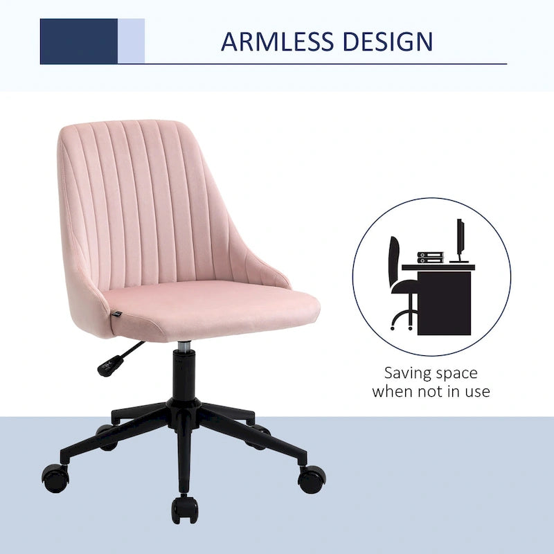 Vinsetto Mid-Back Office Chair, Velvet Fabric Swivel Scallop Shape Computer Desk Chair for Home Office or Bedroom