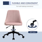 Vinsetto Mid-Back Office Chair, Velvet Fabric Swivel Scallop Shape Computer Desk Chair for Home Office or Bedroom