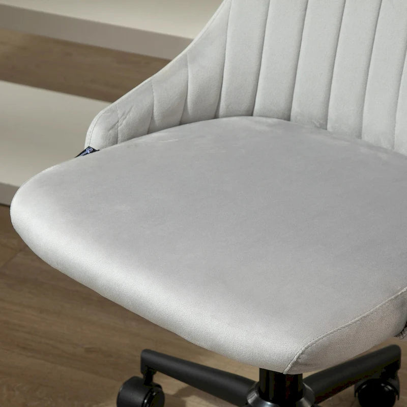 Vinsetto Mid-Back Office Chair, Velvet Fabric Swivel Scallop Shape Computer Desk Chair for Home Office or Bedroom