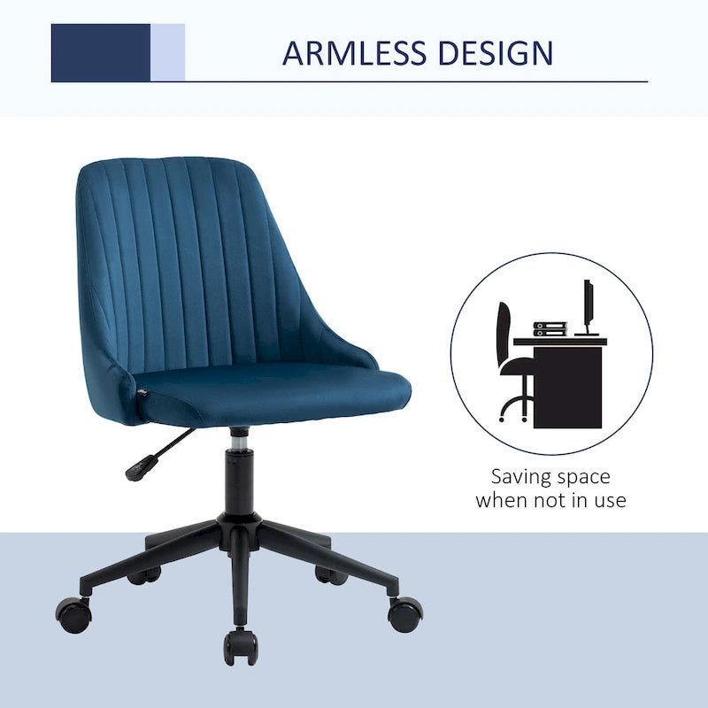 Vinsetto Mid-Back Office Chair, Velvet Fabric Swivel Scallop Shape Computer Desk Chair for Home Office or Bedroom