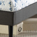 Priage by ZINUS Dark Grey Upholstered Diamond Stitched Platform Bed