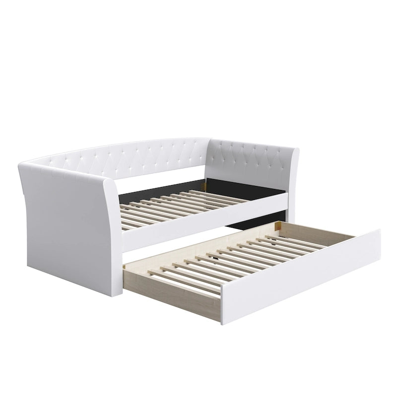 Lettino imbottito in ecopelle St. Ives con letto estraibile