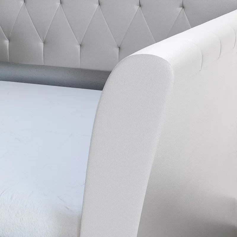 Lettino imbottito in ecopelle St. Ives con letto estraibile