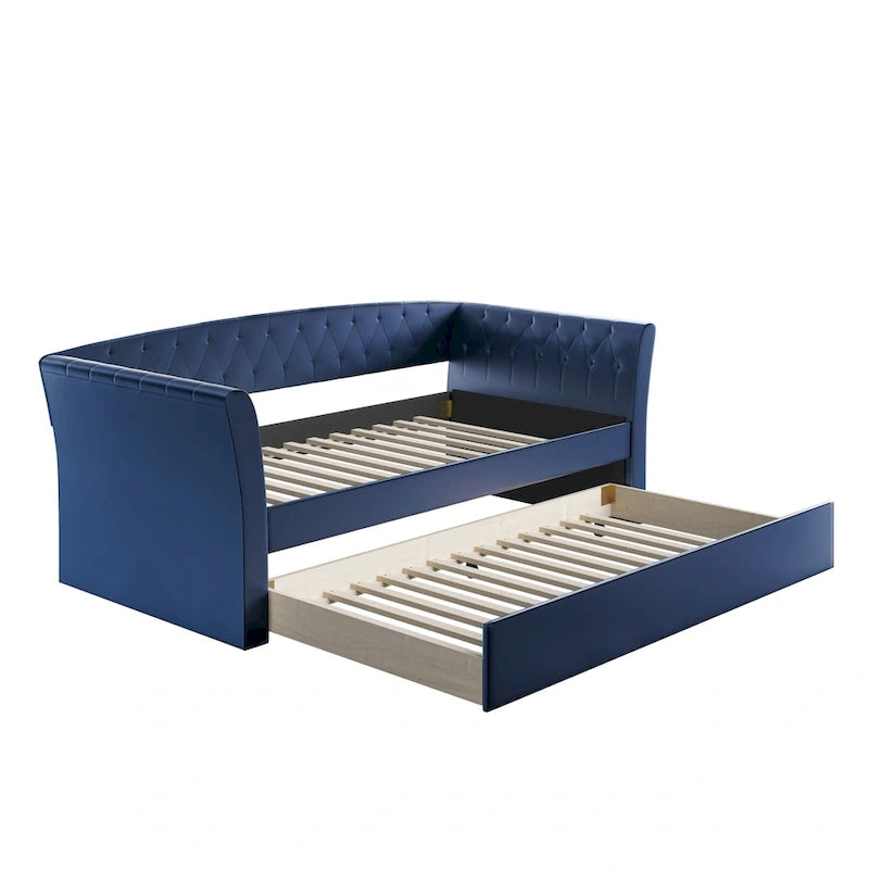 Lettino imbottito in ecopelle St. Ives con letto estraibile