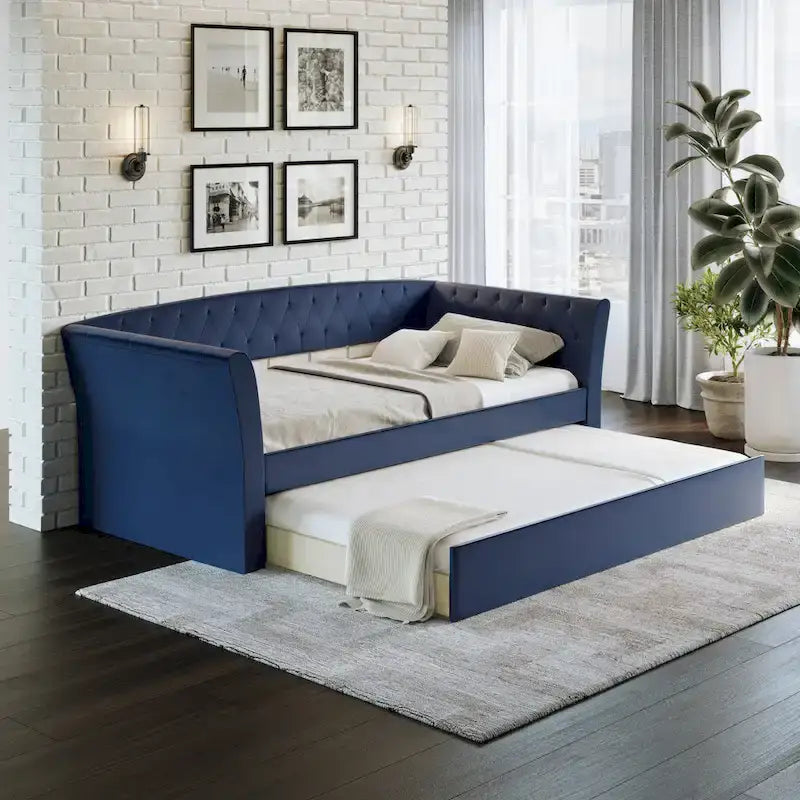 Lettino imbottito in ecopelle St. Ives con letto estraibile