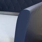 Lettino imbottito in ecopelle St. Ives con letto estraibile