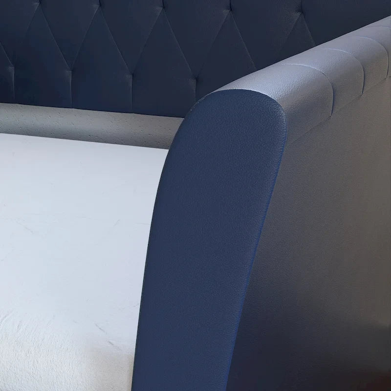 Lettino imbottito in ecopelle St. Ives con letto estraibile