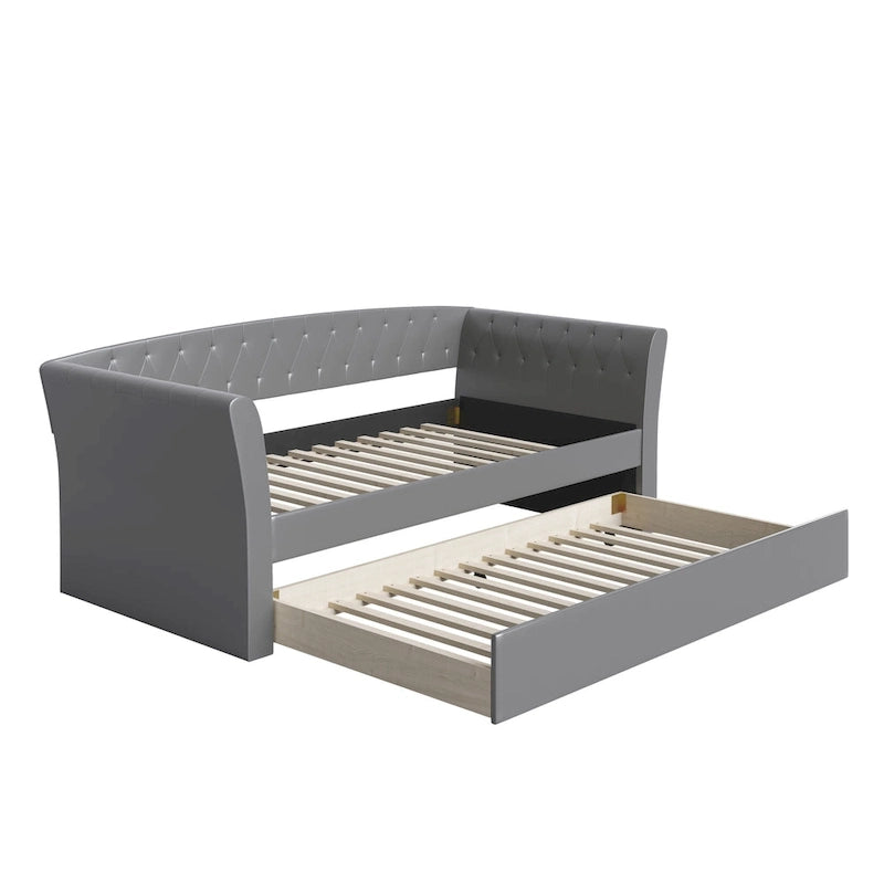 Lettino imbottito in ecopelle St. Ives con letto estraibile