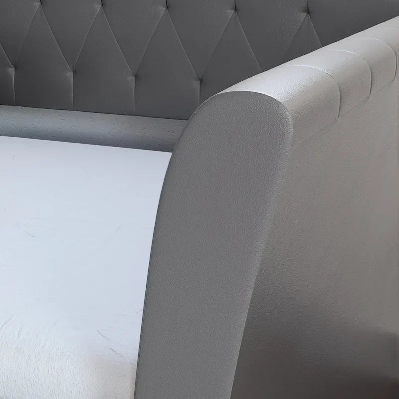 Lettino imbottito in ecopelle St. Ives con letto estraibile