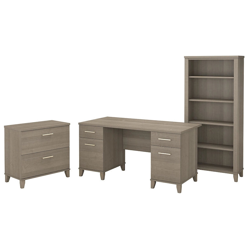 Scrivania da Ufficio Somerset 60W con Armadietto e Libreria a 5 Ripiani