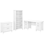Scrivania da Ufficio Somerset 60W con Armadietto e Libreria a 5 Ripiani