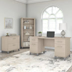Scrivania da Ufficio Somerset 60W con Armadietto e Libreria a 5 Ripiani