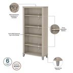 Scrivania da Ufficio Somerset 60W con Armadietto e Libreria a 5 Ripiani