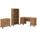 Scrivania da Ufficio Somerset 60W con Armadietto e Libreria a 5 Ripiani