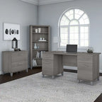 Scrivania da Ufficio Somerset 60W con Armadietto e Libreria a 5 Ripiani