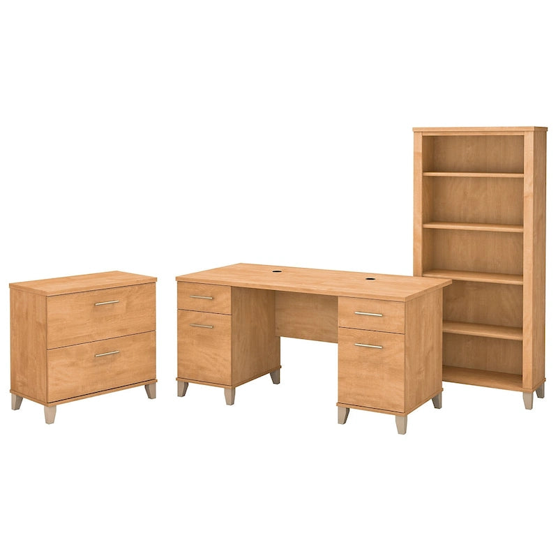 Scrivania da Ufficio Somerset 60W con Armadietto e Libreria a 5 Ripiani