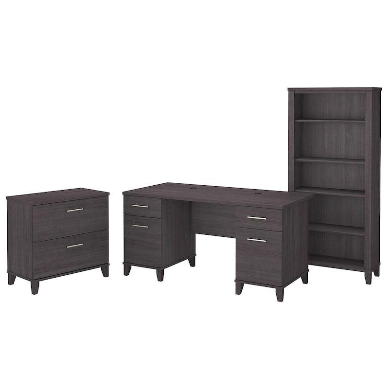 Scrivania da Ufficio Somerset 60W con Armadietto e Libreria a 5 Ripiani