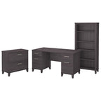 Scrivania da Ufficio Somerset 60W con Armadietto e Libreria a 5 Ripiani
