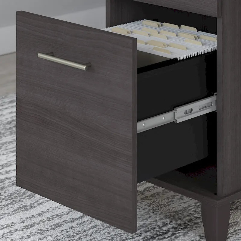 Scrivania da Ufficio Somerset 60W con Armadietto e Libreria a 5 Ripiani