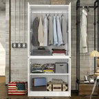Combo Wardrobe Storage Cabinets Mirror Hanging Rod Bedroom ARMOIRES