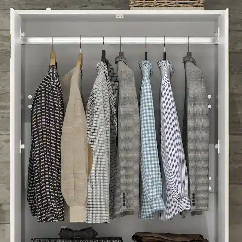 Combo Wardrobe Storage Cabinets Mirror Hanging Rod Bedroom ARMOIRES