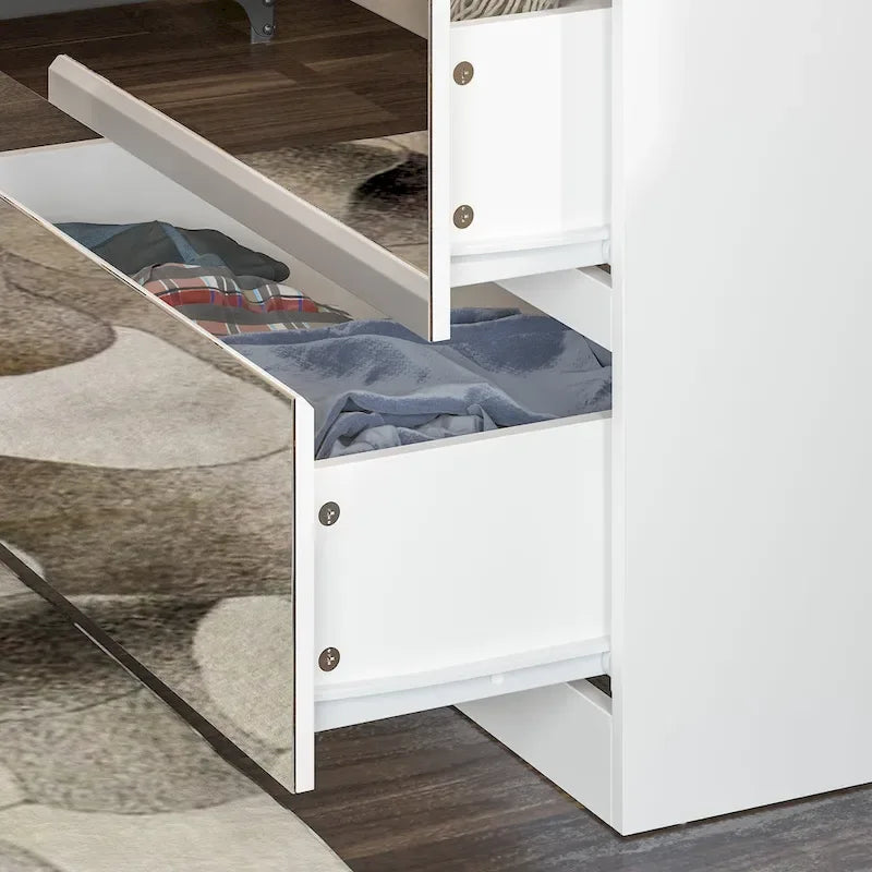 Combo Wardrobe Storage Cabinets Mirror Hanging Rod Bedroom ARMOIRES