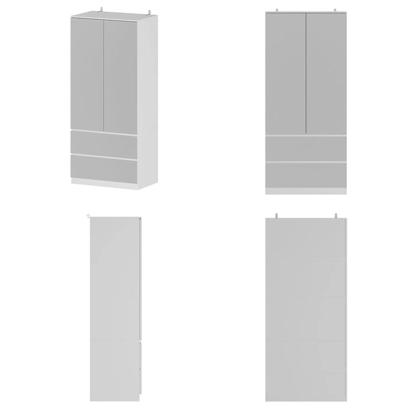 Combo Wardrobe Storage Cabinets Mirror Hanging Rod Bedroom ARMOIRES