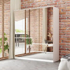 Combo Wardrobe Storage Cabinets Mirror Hanging Rod Bedroom ARMOIRES
